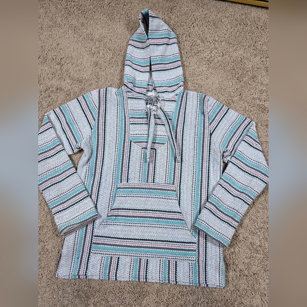 Original Señor Lopez Striped Hooded Pancho Sweater Womens Medium